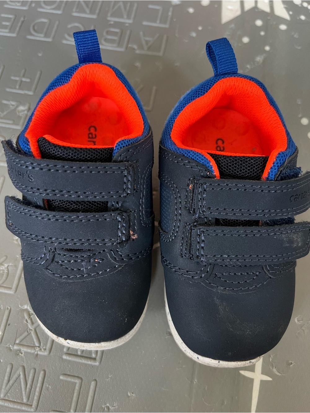 Carter's Navy Sneakers with Bright Orange Lining - Infant/Toddler Size 4